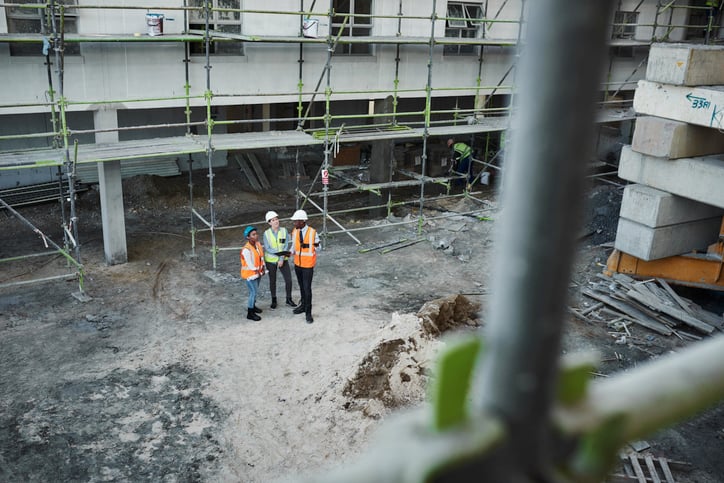 3 construction workers on remote jobsite