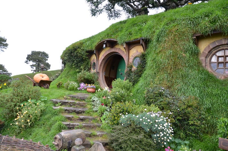 A photo of the Bagend set in New Zealand from the Lord of the Rings films (source: wikimedia commons)