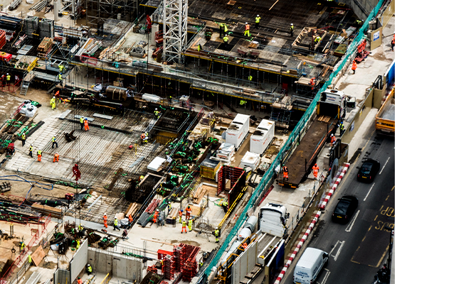 Aerial photography of building construction