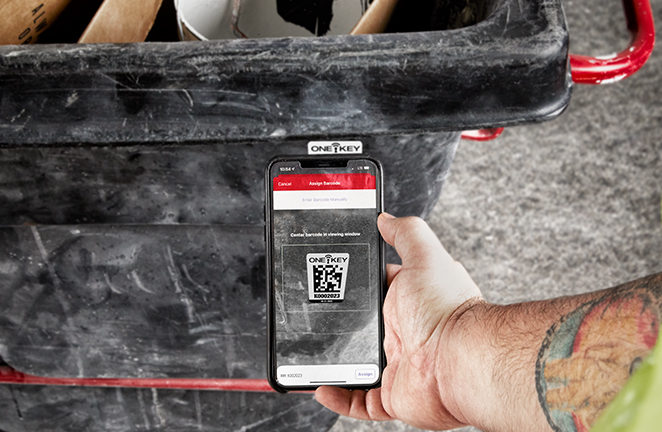 One-Key asset tags lets you update the location of all your tools and equipment using the app's barcode scanner