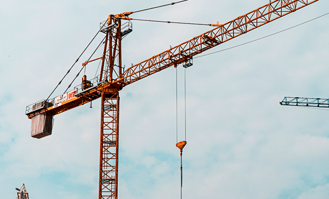 A view of a crane on a construction site