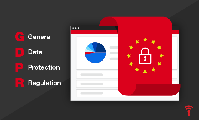 A GDPR illustration displays a computer that has been secured