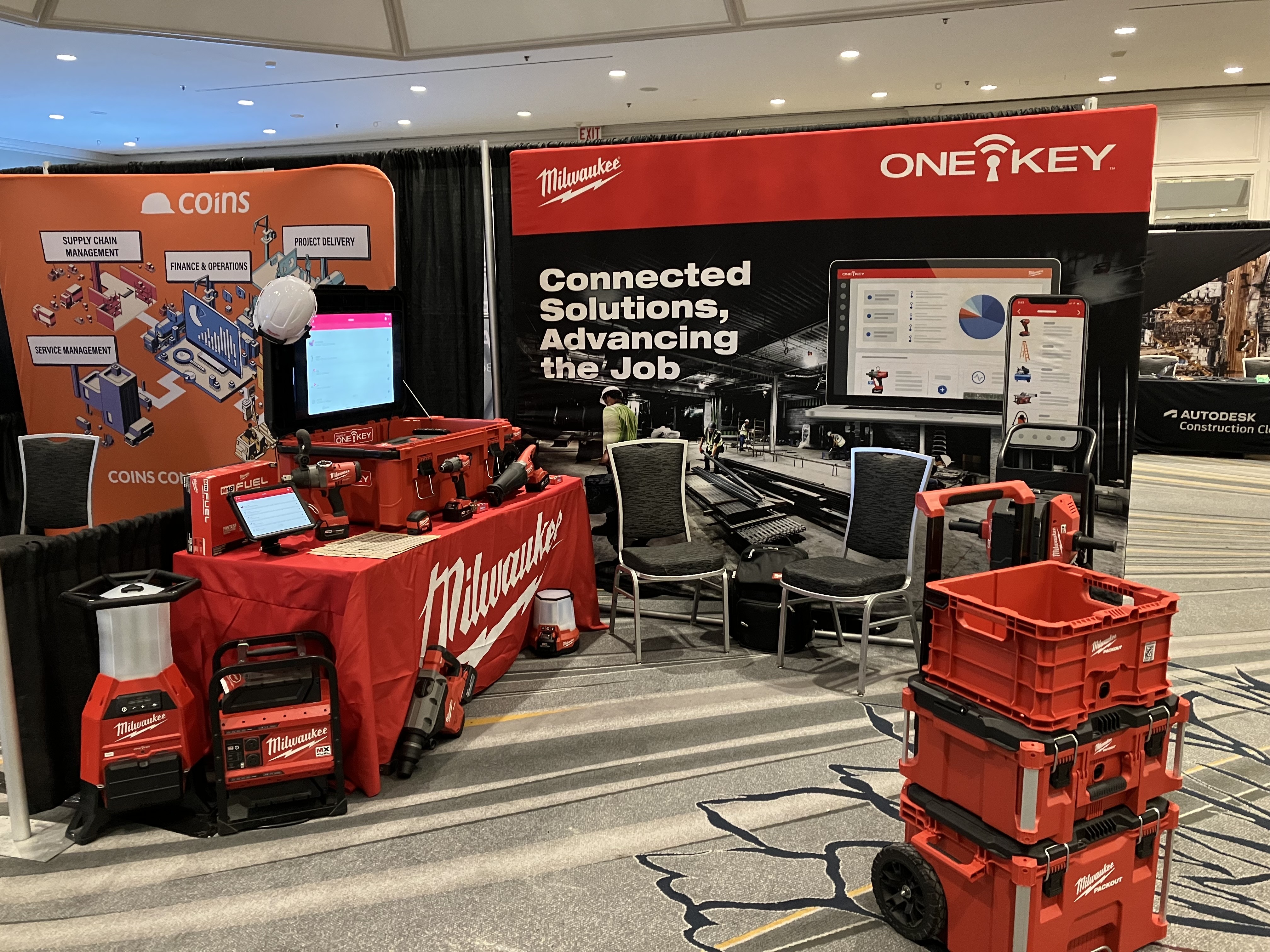 Milwaukee Tool event conference booth with open Booth-in-a-Box demonstration