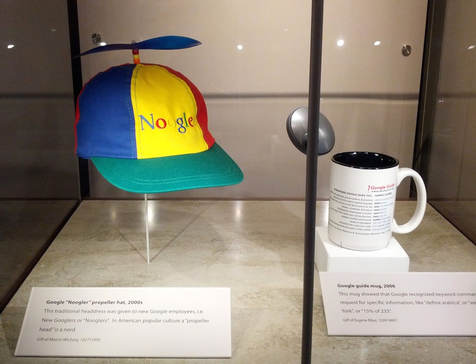 Noogler employee hat in museum