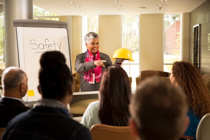 Safety training at construction company