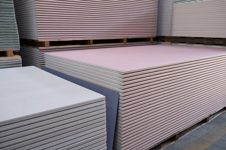 construction materialas in prefab shop include gypsum plasterboard boards