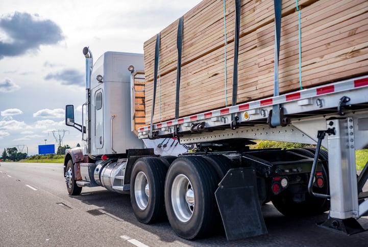 Truck hauling lumber