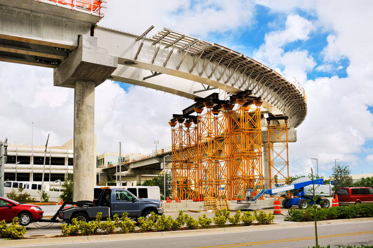 Construction on a highway overpass