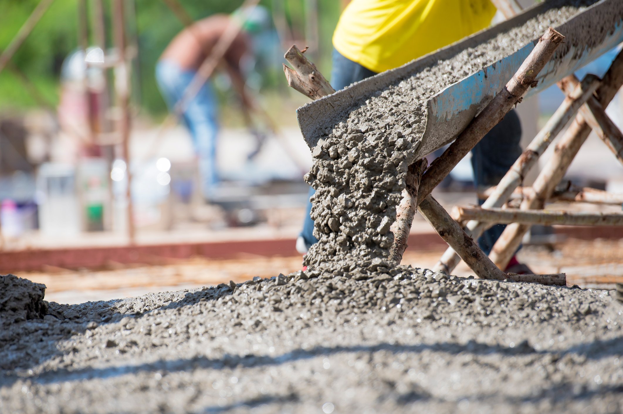 Concrete is poured into slab