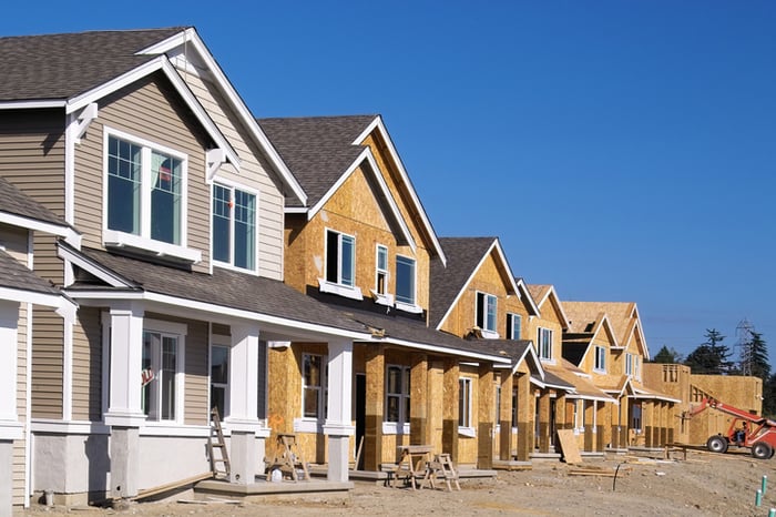 line of houses under development