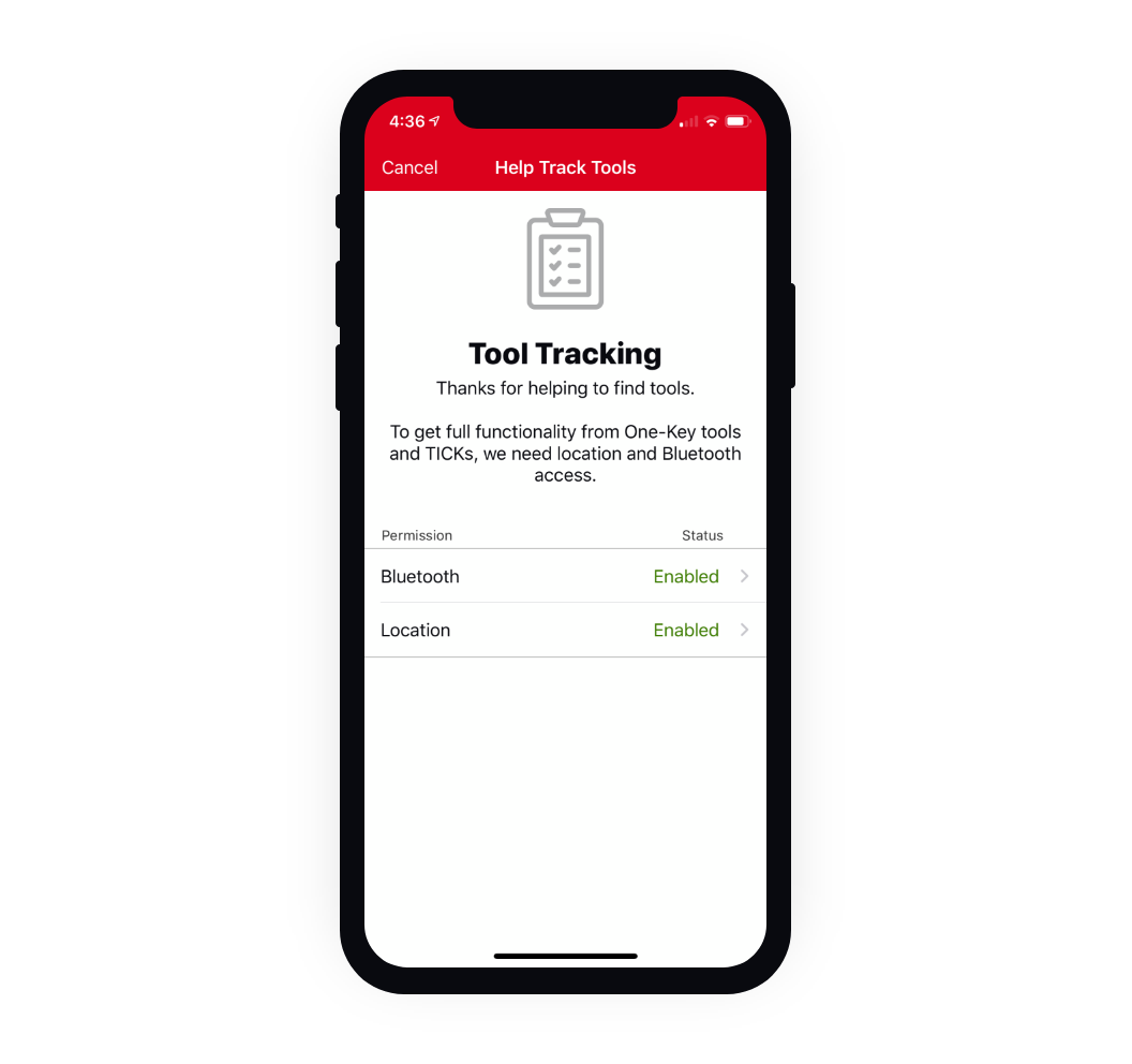 iPhone shows tool tracking enabled