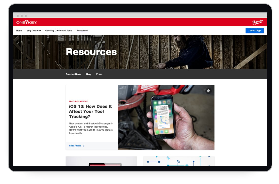 The main page of a resources page on tool tracking