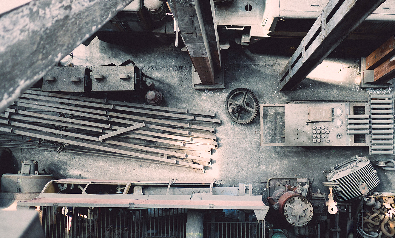 An aerial shot of a warehouse